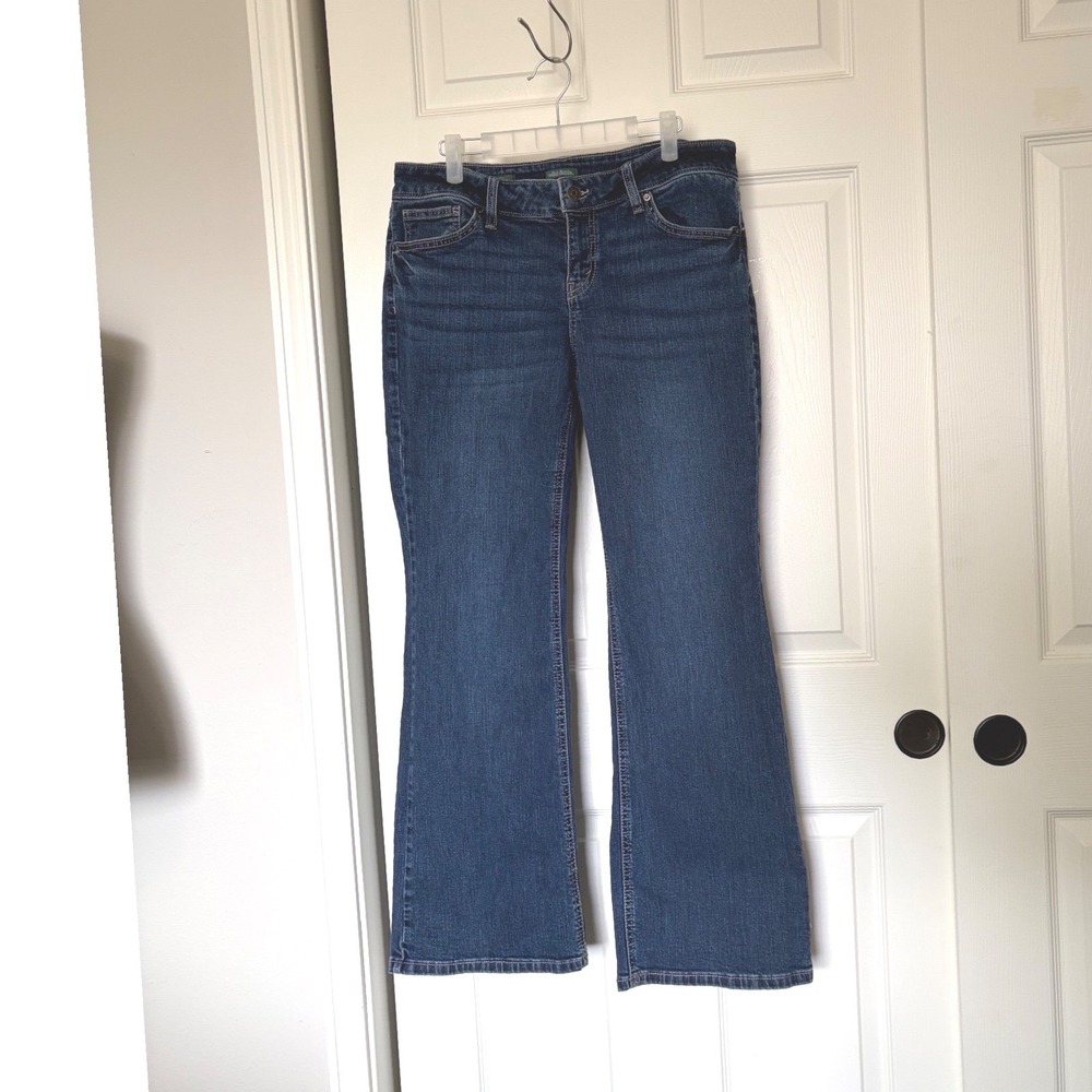 Wild Fable Women Low Rise Bootcut Jeans Dark Wash Blue Size 12 Flap Pocket Denim